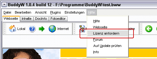 BuddyW Lizenz anfordern