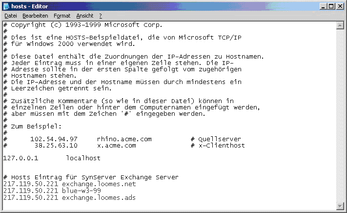 HOSTS Datei