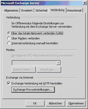 Exchange-Verbindung mit HTTP herstellen